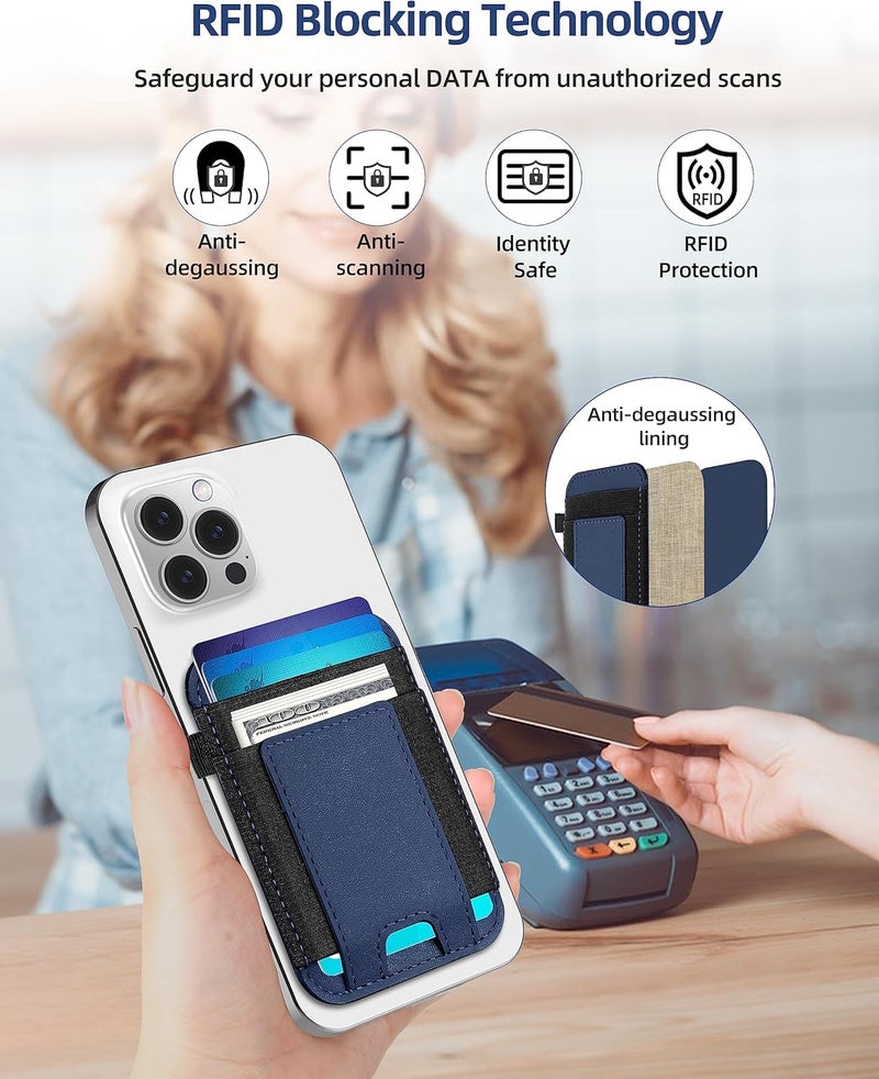 ExtreLife For Magsafe Wallet, Strongest Magnetic Wallet for iPhone 17/16/15/14/13/12 Series, for Magsafe Card Holder with 2 Card Slots, Magnetic Card Holder, Vegan Leather, Hold 7 Cards, Slim, Navy Blue - Image 5